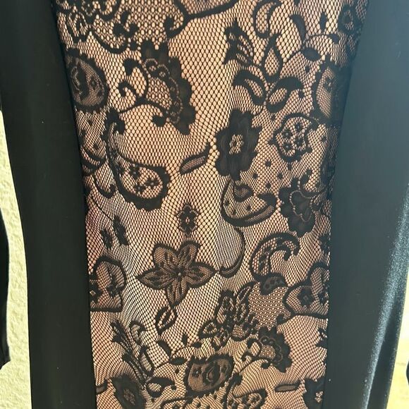 Anthropologie Eva Franco Womens 8 Black Cocktail Dress Floral Lace NWOT - Picture 2 of 6